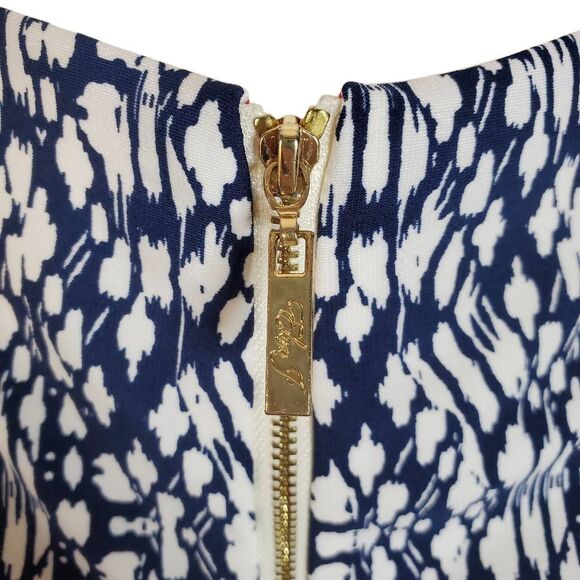 Eliza J Short Sleeve Abstract Navy and White Print Dress Color Block Pink Size 8 - Picture 12 of 14